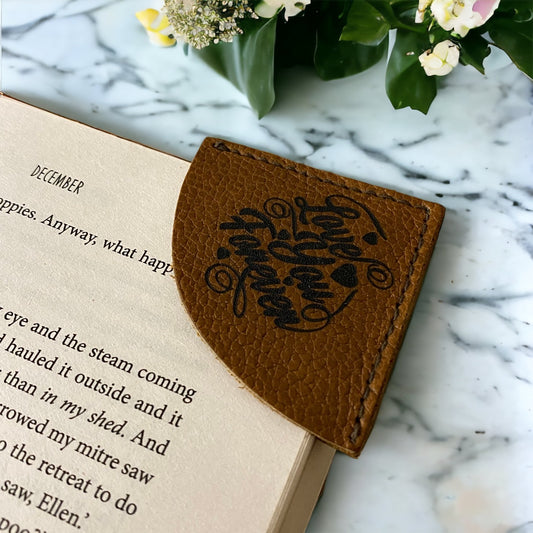 Corner Bookmark Genuine Soft Leather, Corner Bookmark Love You Forever, 3rd Leather Anniversary Gift