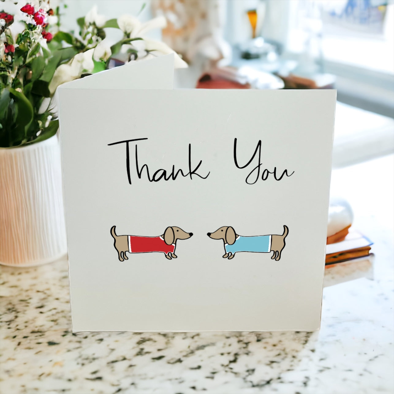 Dachshund Thank you Card, Sausage Dog Card, Handmade Cards