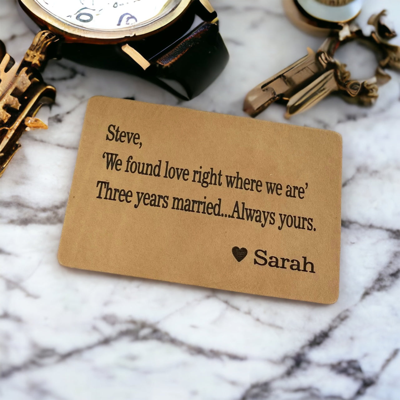 Personalised Leather Wallet Card Insert 3rd Leather Anniversary