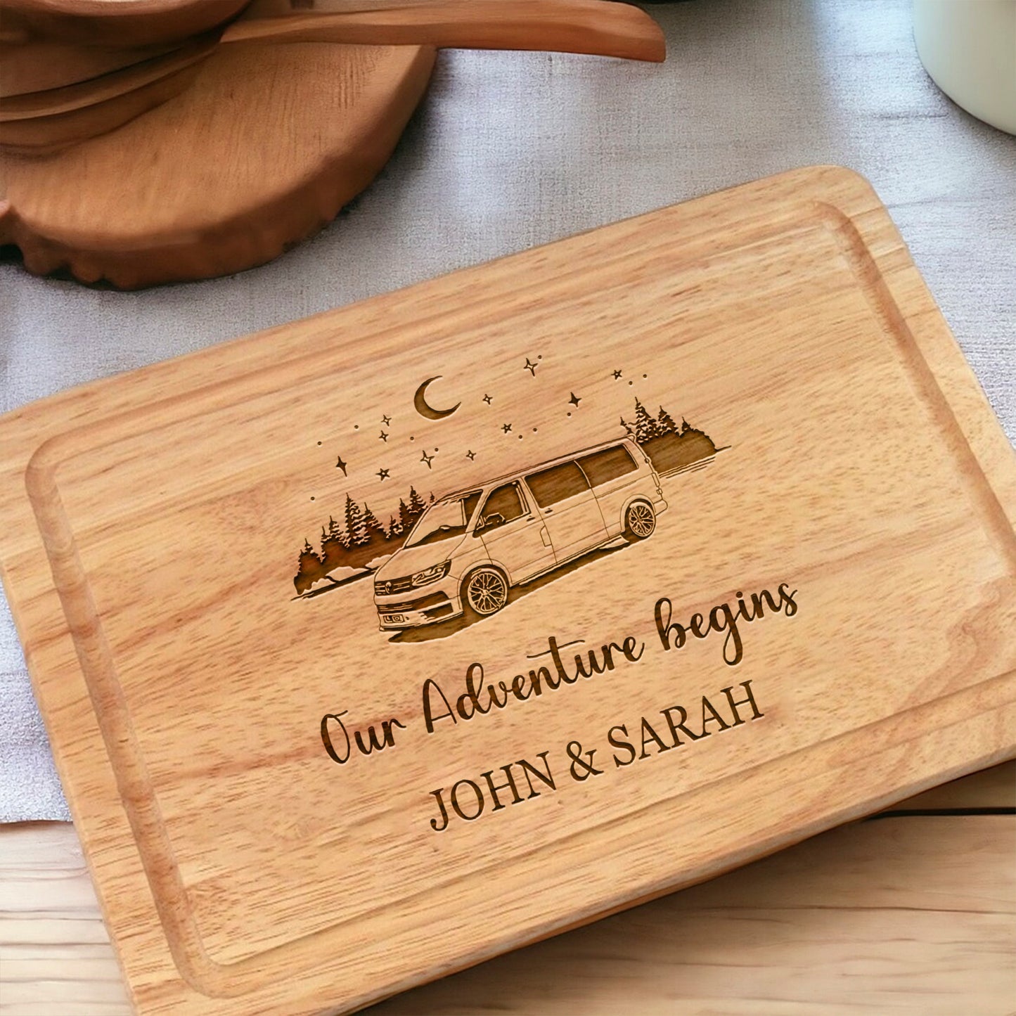 Personalised Campervan Board, Camping Board, Rectangle Cutting Board, Chopping Boards (Copy)