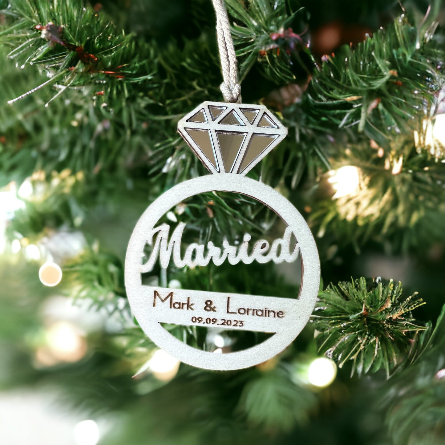 Personalised Married Christmas Decoration Wedding Gift