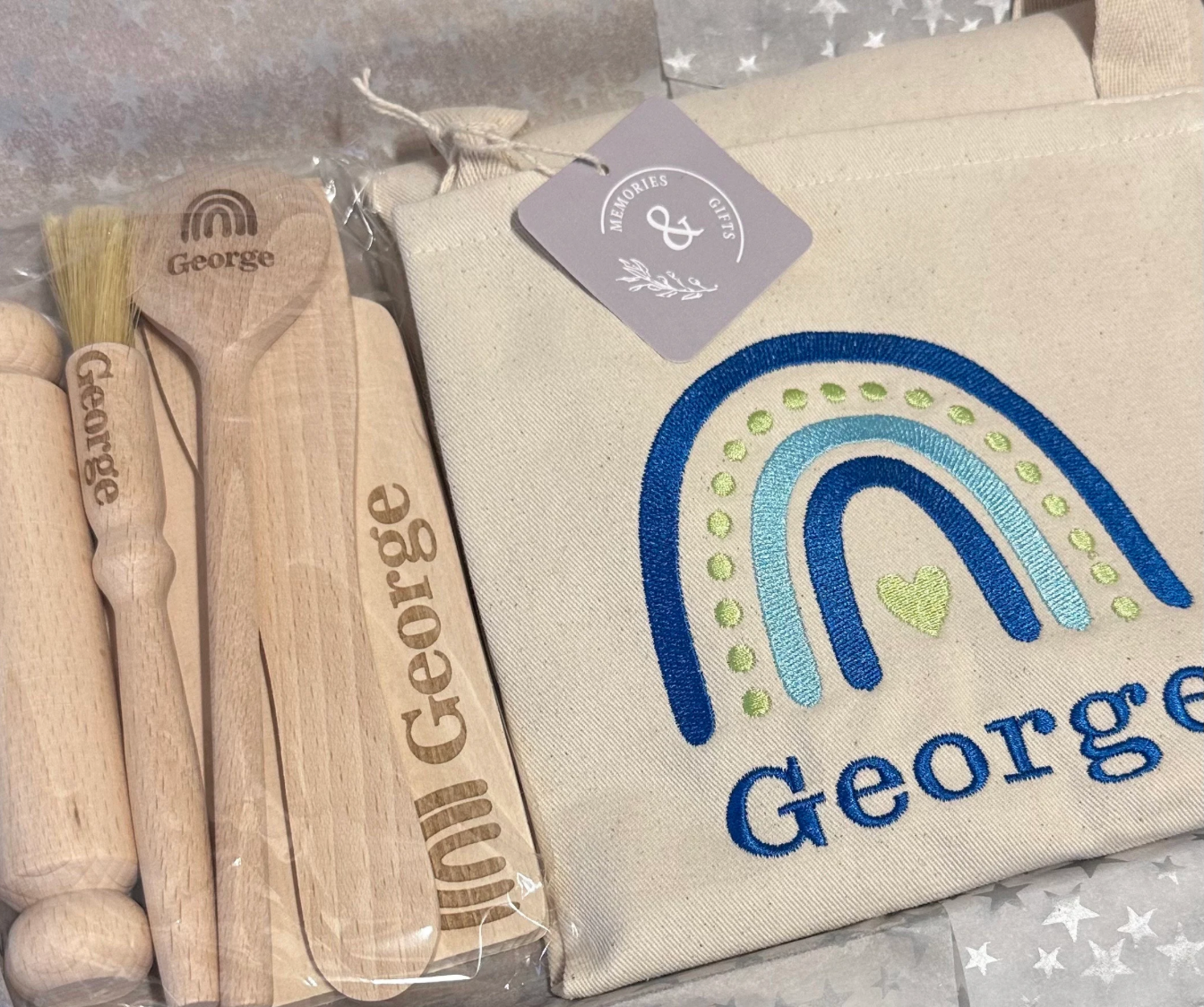 Personalised Children's Rainbow Apron & Utensil Set