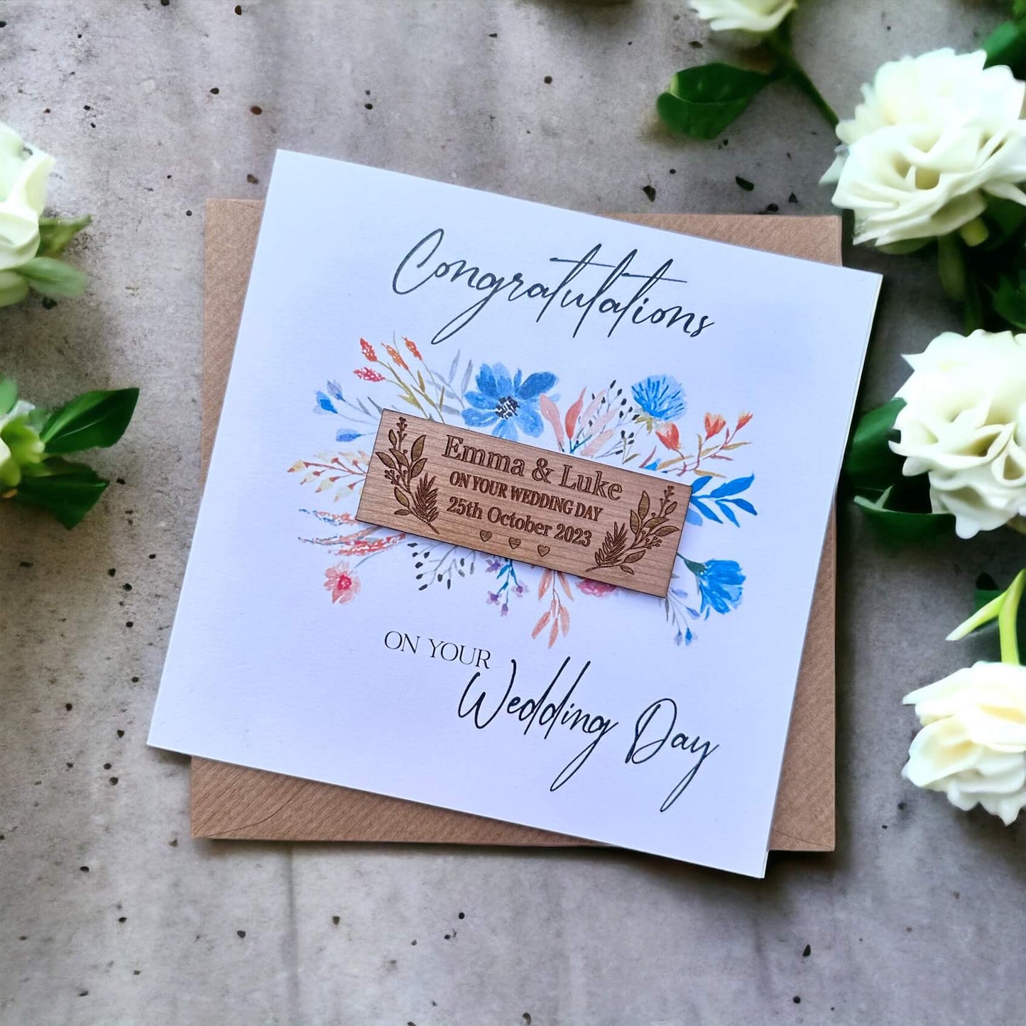 Personalised Floral Wedding Card