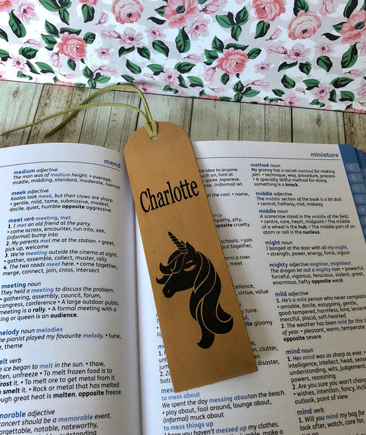 Personalised Unicorn Leather Bookmark