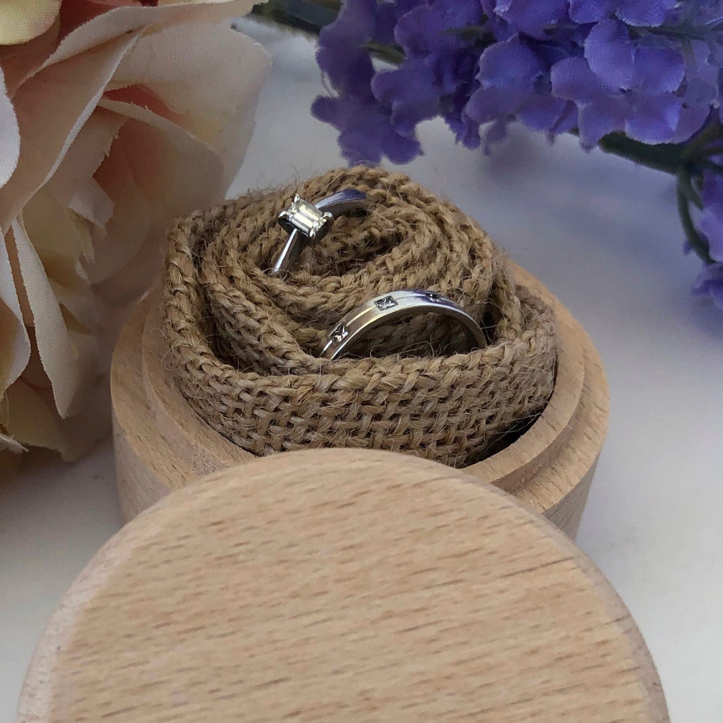 Personalised Wooden Wedding Ring Box Bride & Groom