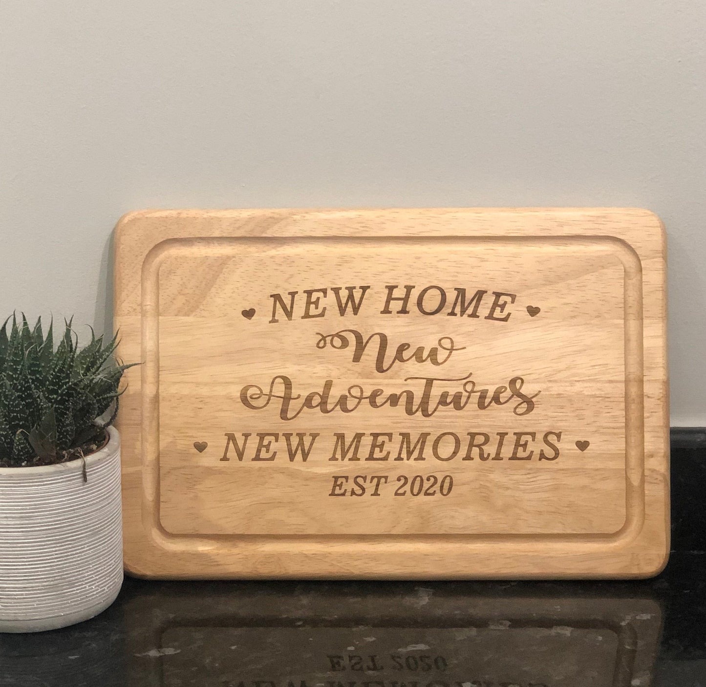 Personalised Est Year, New Home Quote Rectangle Chopping Board Wedding - Family Gift