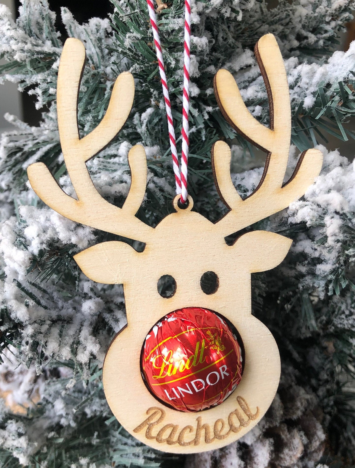 Personalised Reindeer Christmas Decoration for chocolate