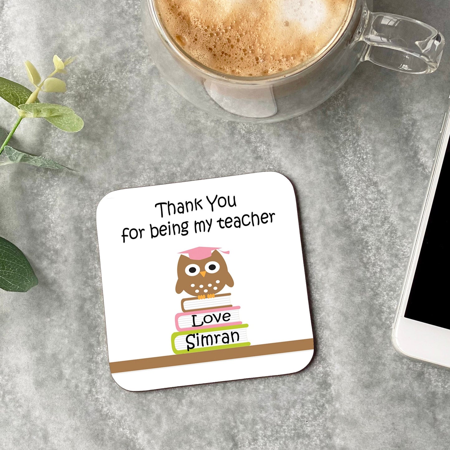 Personalised Teacher Coaster - Owl Design