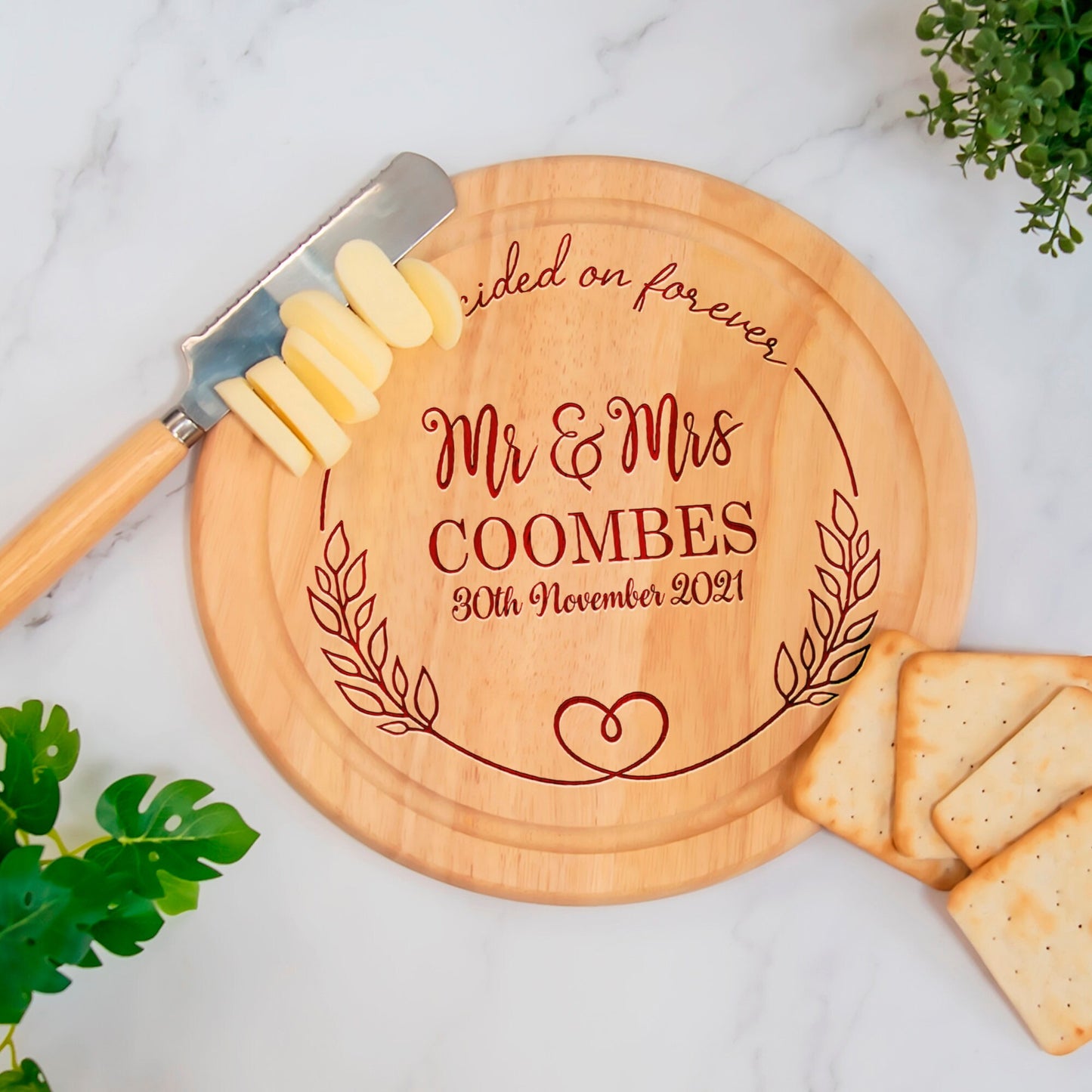 Personalised Mr & Mrs Chopping Board - We decided on forever