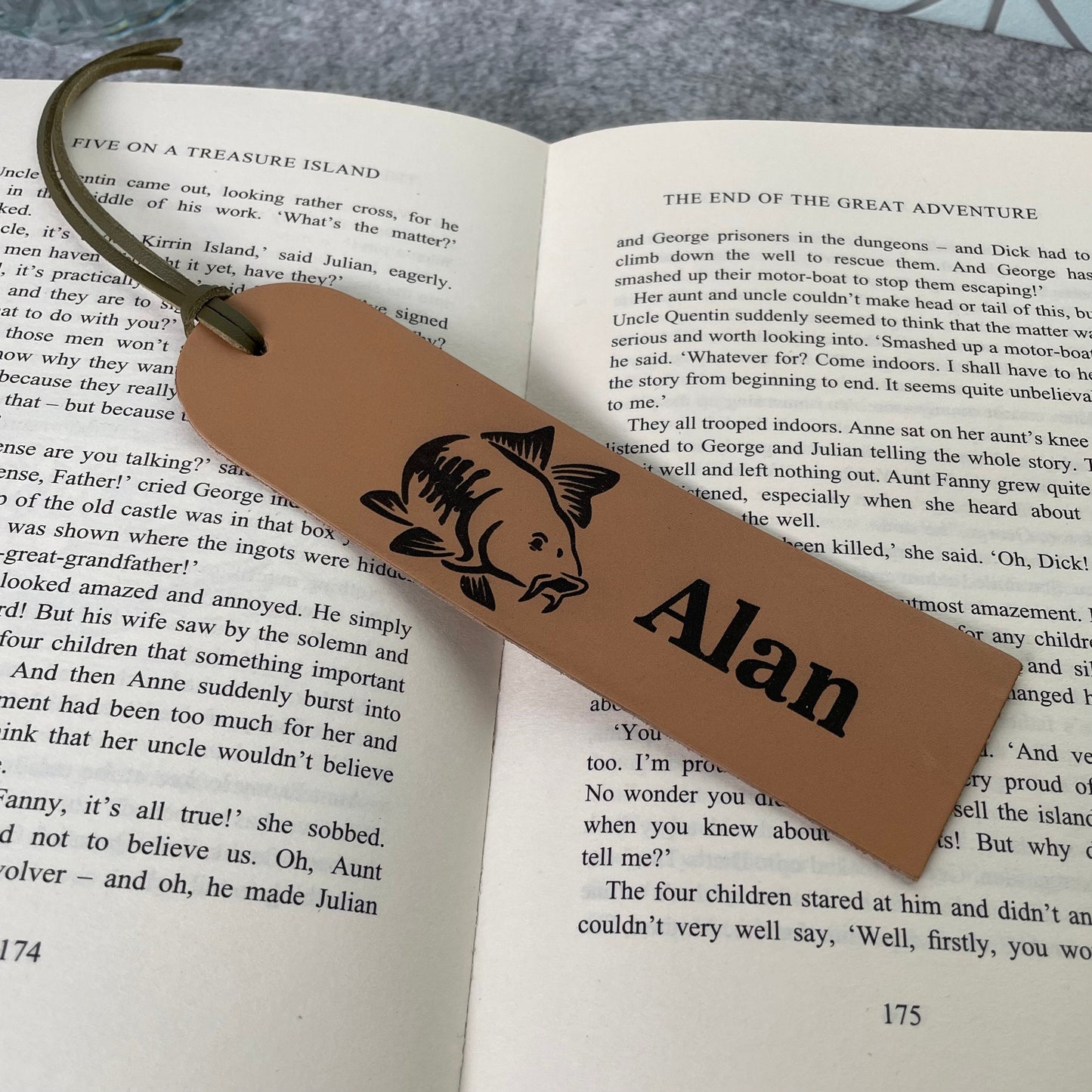 Personalised Carp Genuine Leather Bookmark