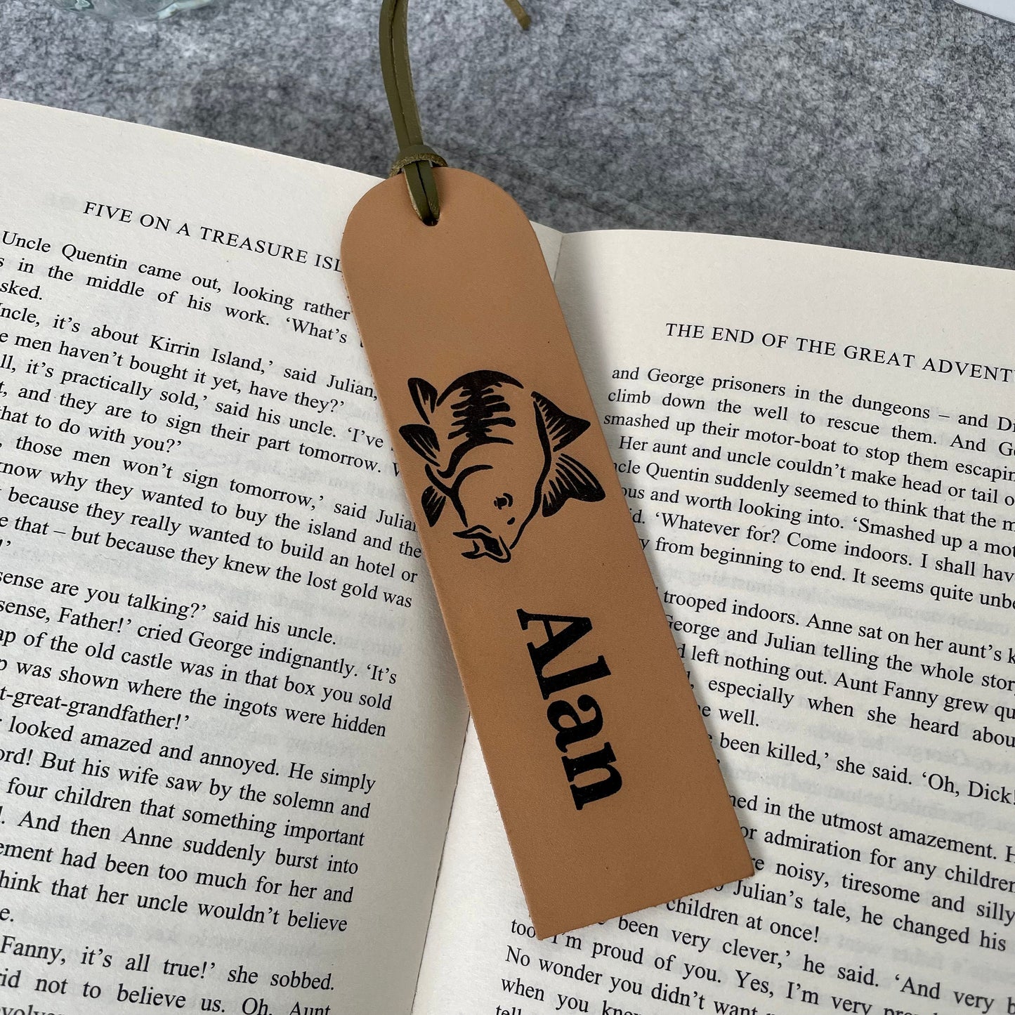 Personalised Carp Genuine Leather Bookmark