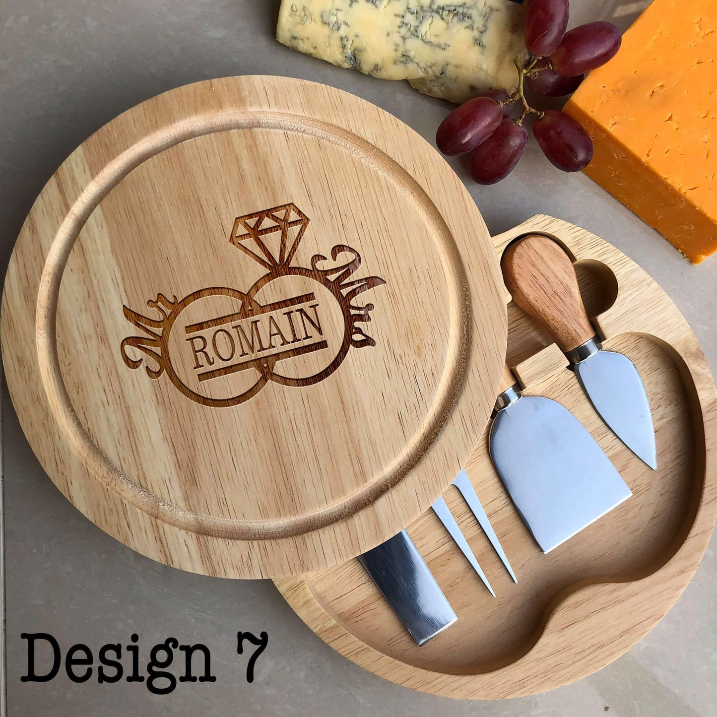 Personalised Cheese Board, Mr and Mrs Wedding Round Cheese Board, Anniversary Gift