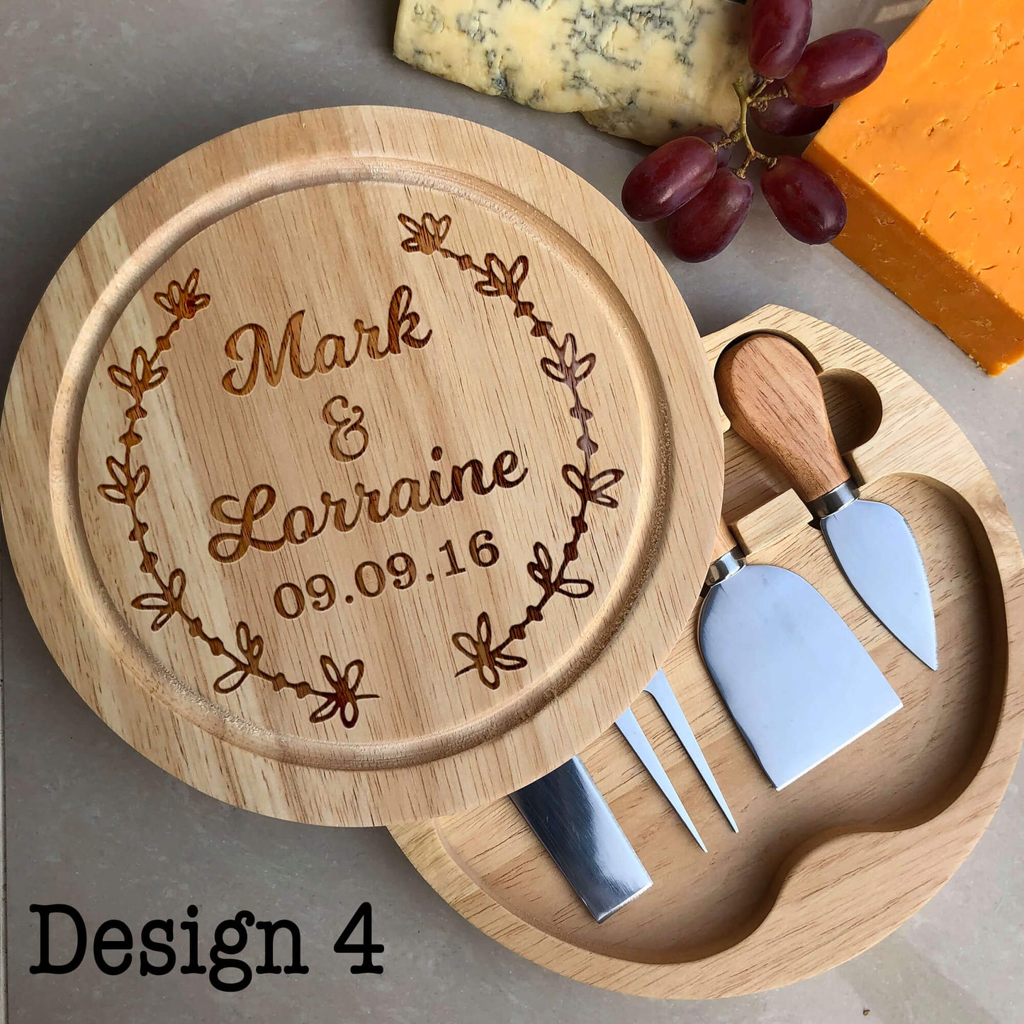 Personalised Cheese Board, Mr and Mrs Wedding Round Cheese Board, Anniversary Gift
