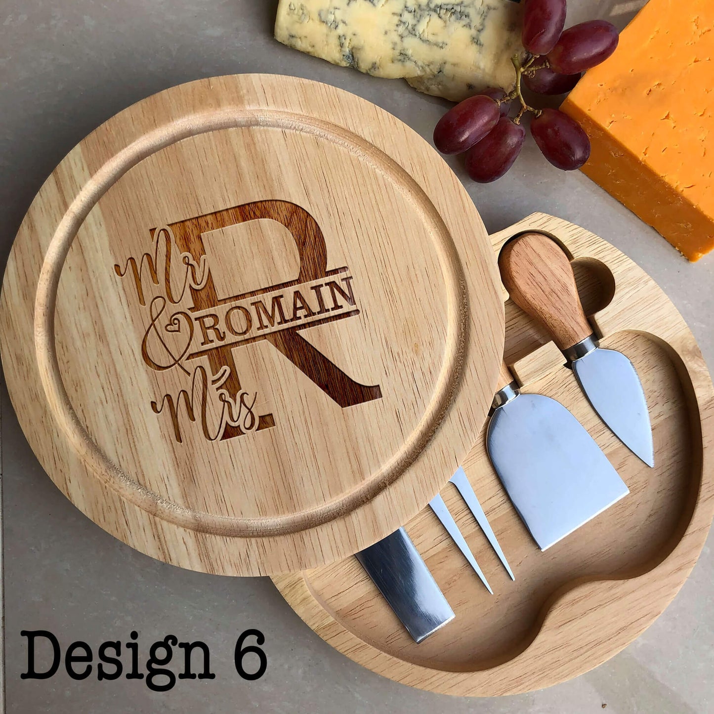 Personalised Cheese Board, Mr and Mrs Wedding Round Cheese Board, Anniversary Gift