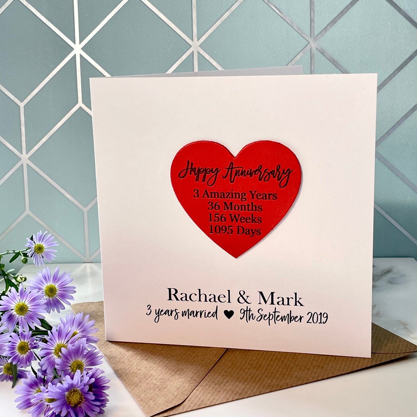 Third Leather Wedding Anniversary Card
