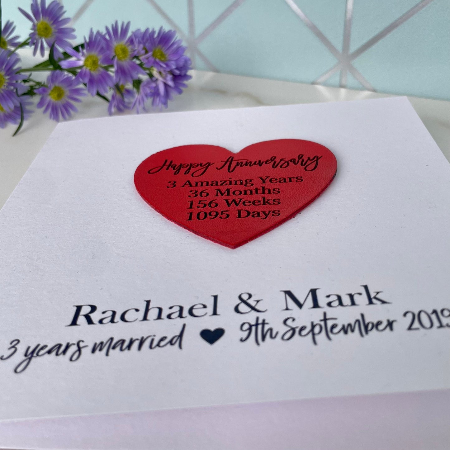 Third Leather Wedding Anniversary Card
