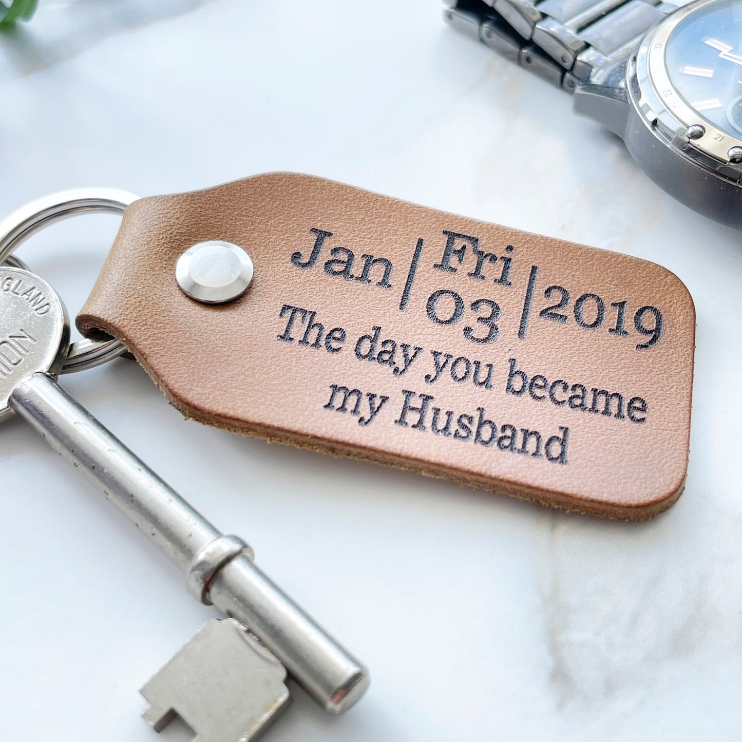 Personalised Leather Calendar Keyring