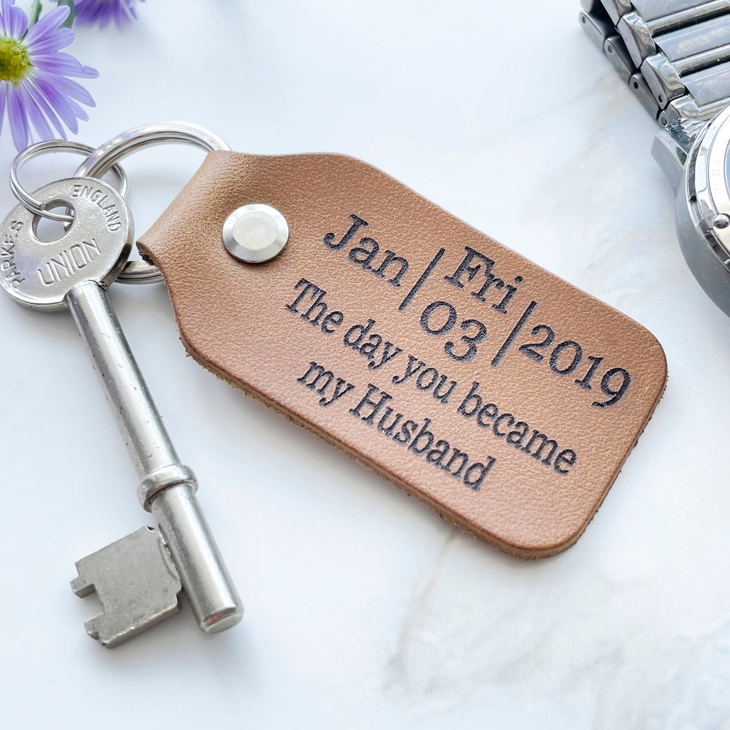 Personalised Leather Calendar Keyring