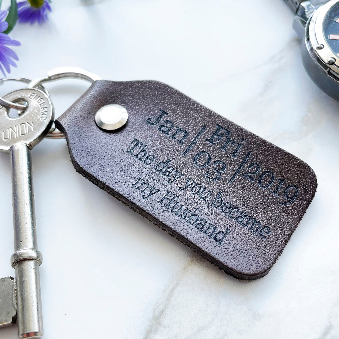 Personalised Leather Calendar Keyring