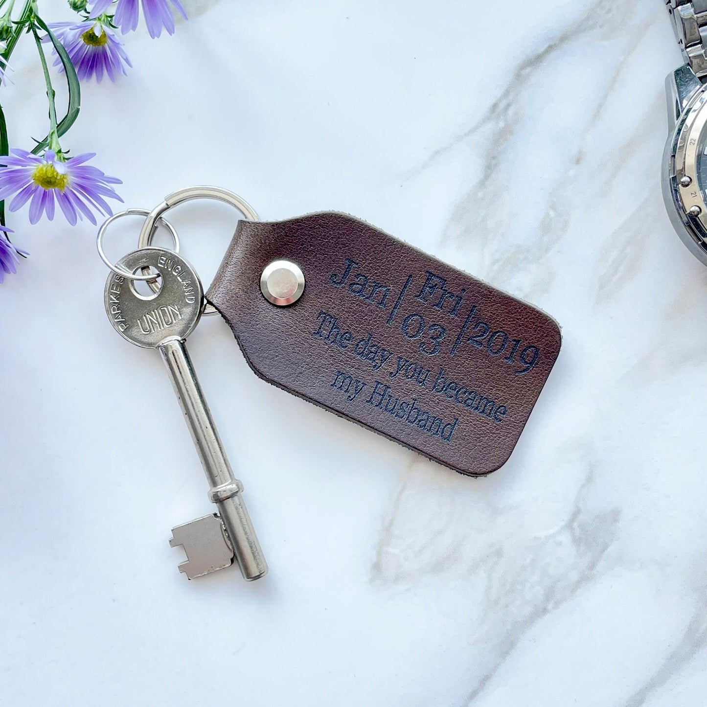 Personalised Leather Calendar Keyring