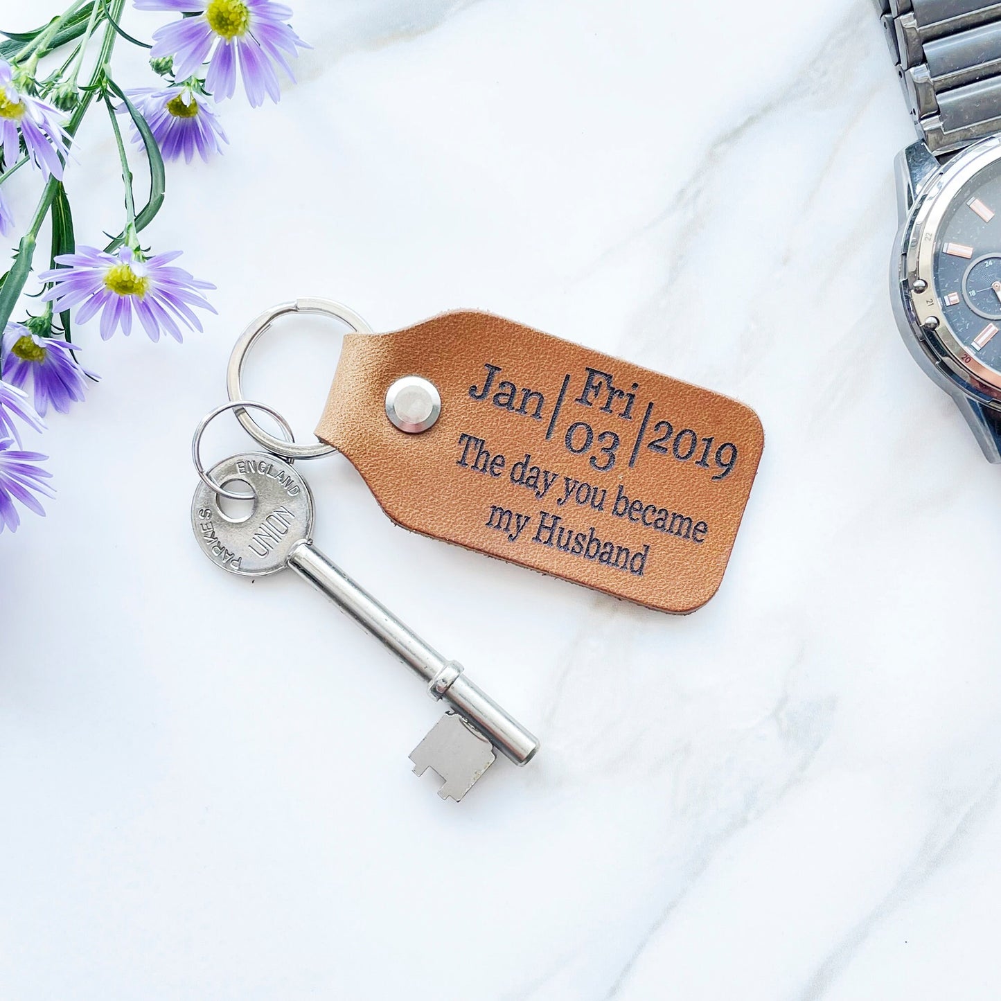 Personalised Leather Calendar Keyring