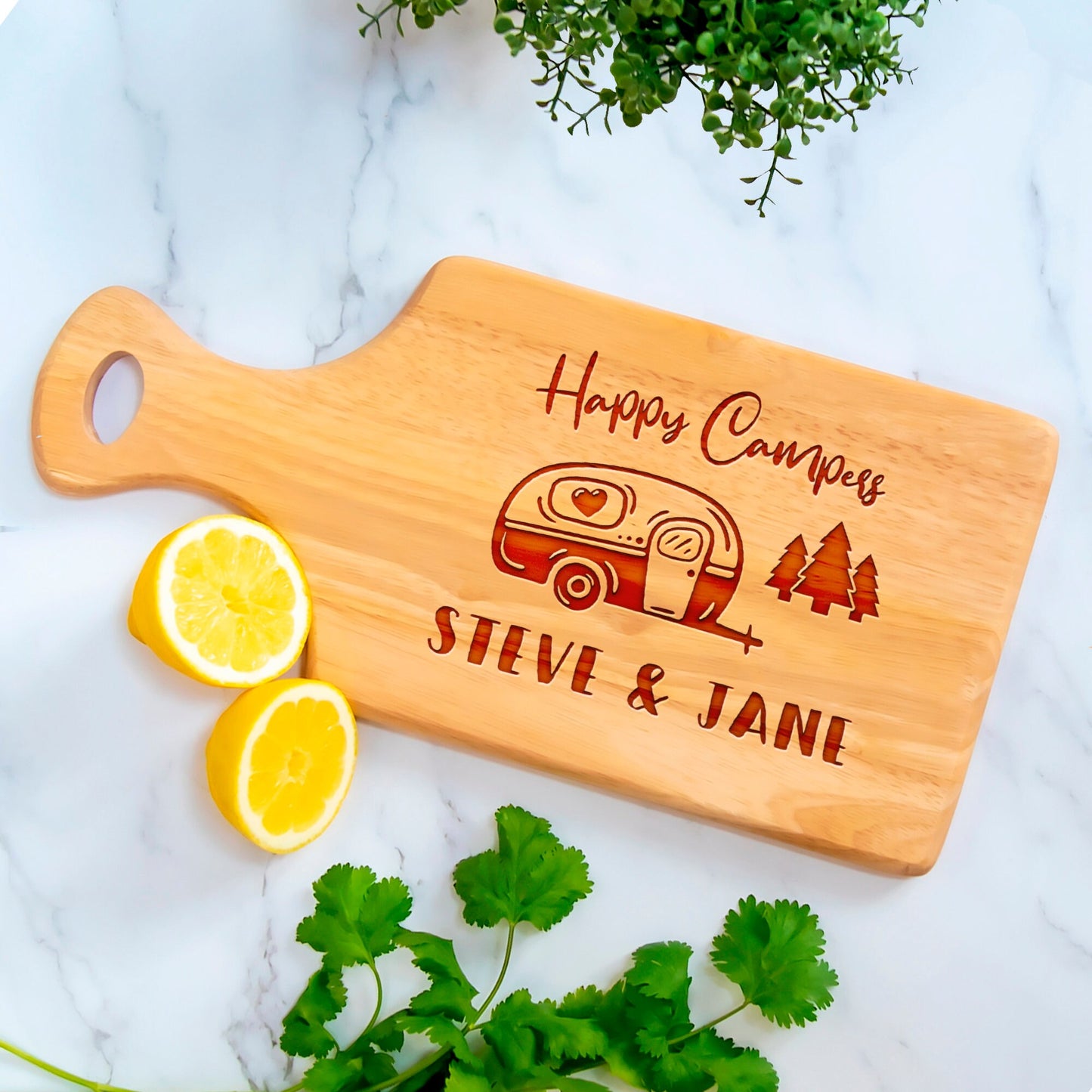 Personalised Happy Caravan Campers Chopping Board