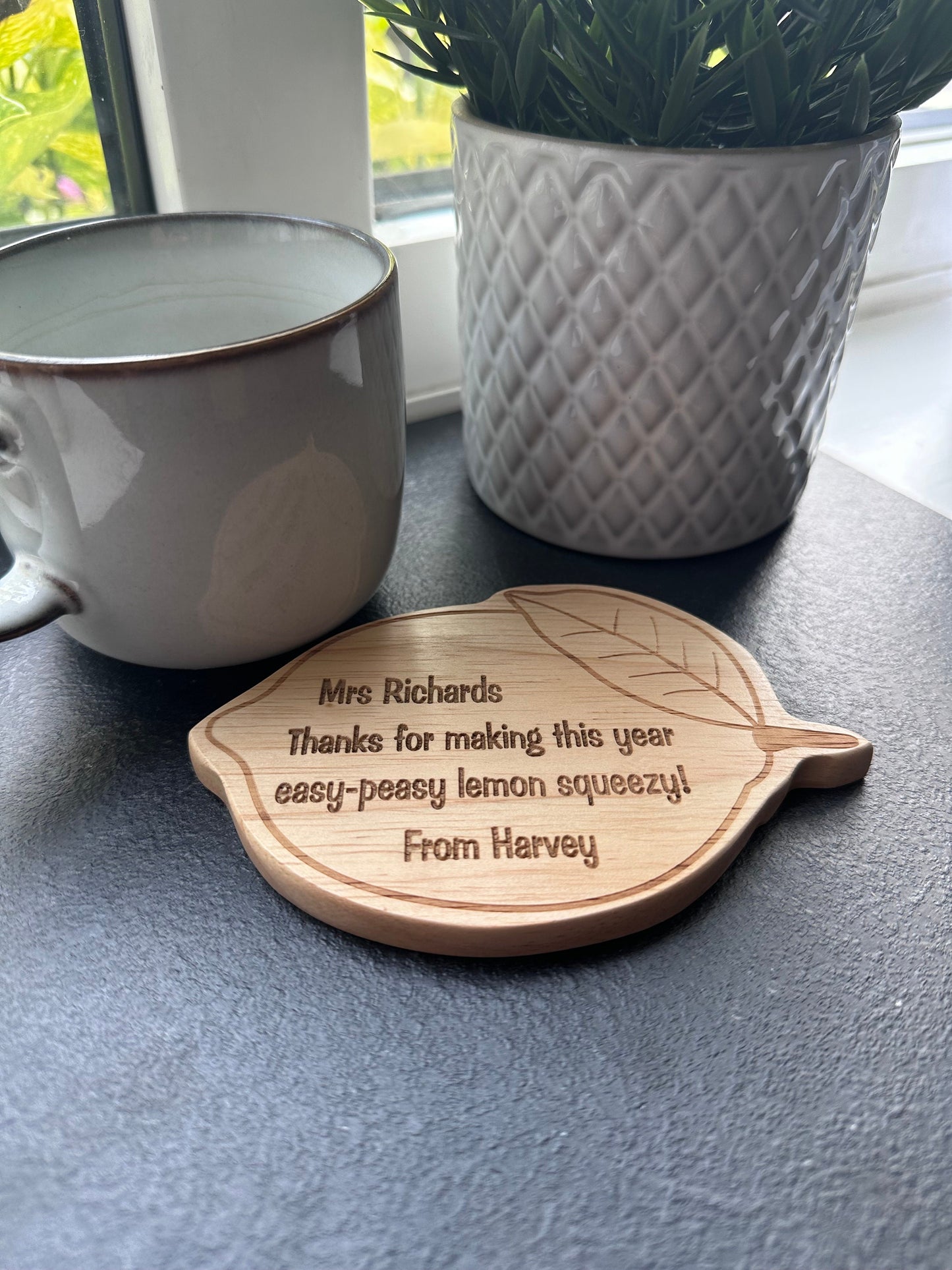 Personalised Teacher coaster - Lemon