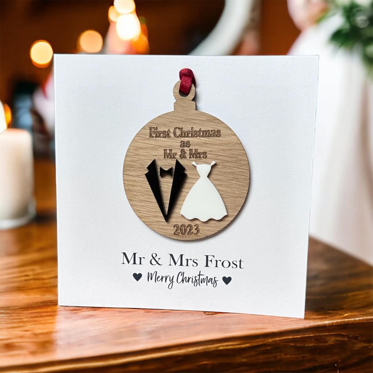 First Christmas as Mr & Mrs Greeting Card with keepsake ornament