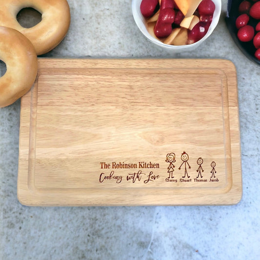 Personalised Family Name and Names Rectangle Chopping Board Wedding - Family Gift