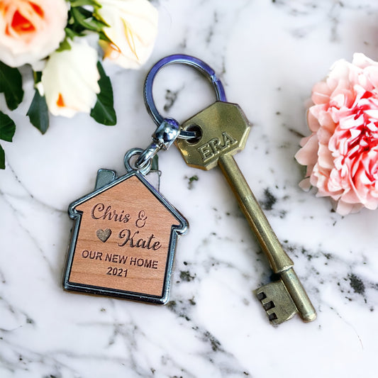 Personalised First Home Keyring, New Home Gift, New House Keyring, Housewarming Gift, Couples Gift