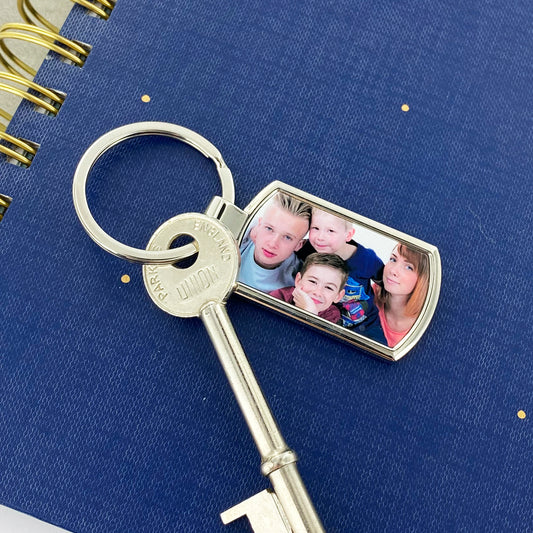 Personalised Photo Metal Rectangle Keyring