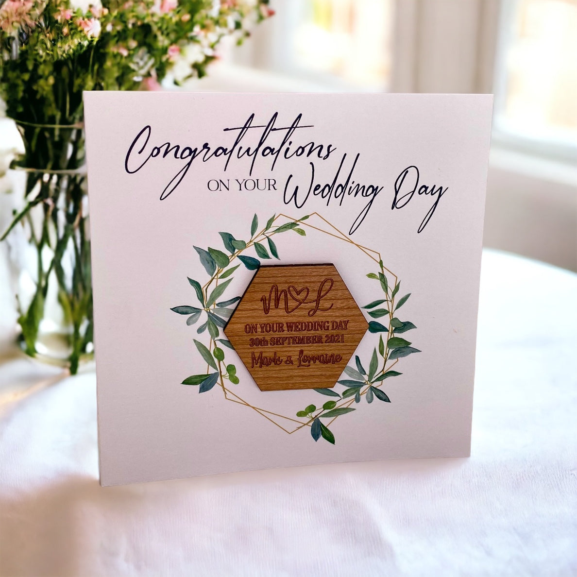 Personalised Greenery Floral Congratulations on your Wedding Day Card