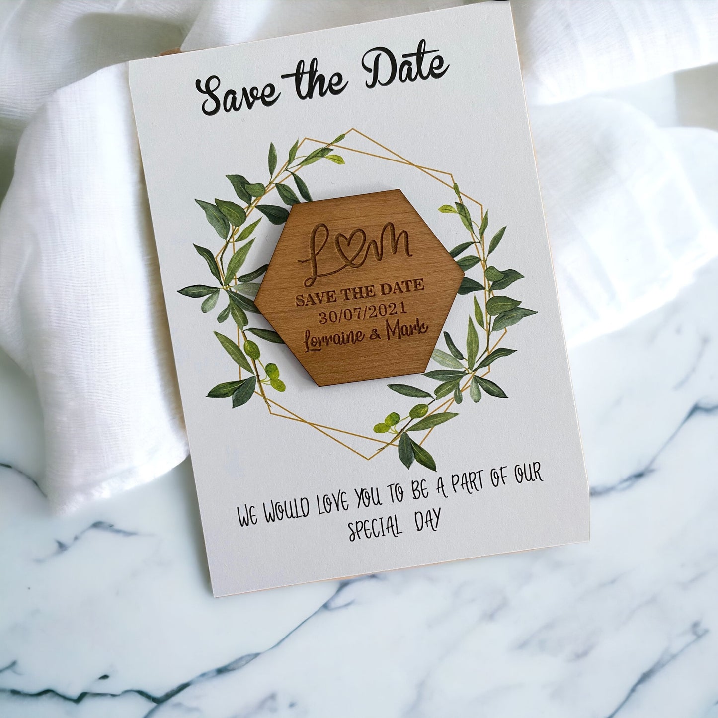 Personalised Greenery Save the Date or Save The Evening Wedding Announcement Invitation