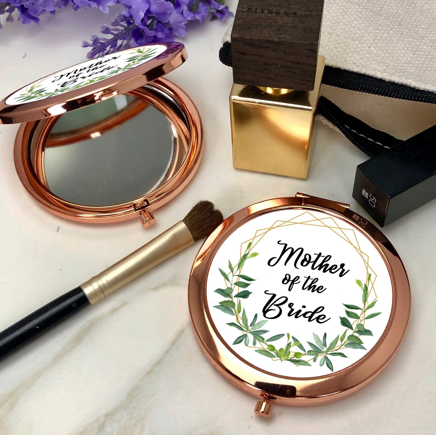 Mother of the Bride Gift Compact Mirror - Greenery