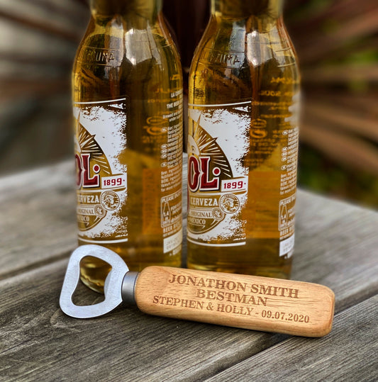 Personalised Bestman, Groom, Father of the Bride Wooden Bottle Opener, Wedding Gift