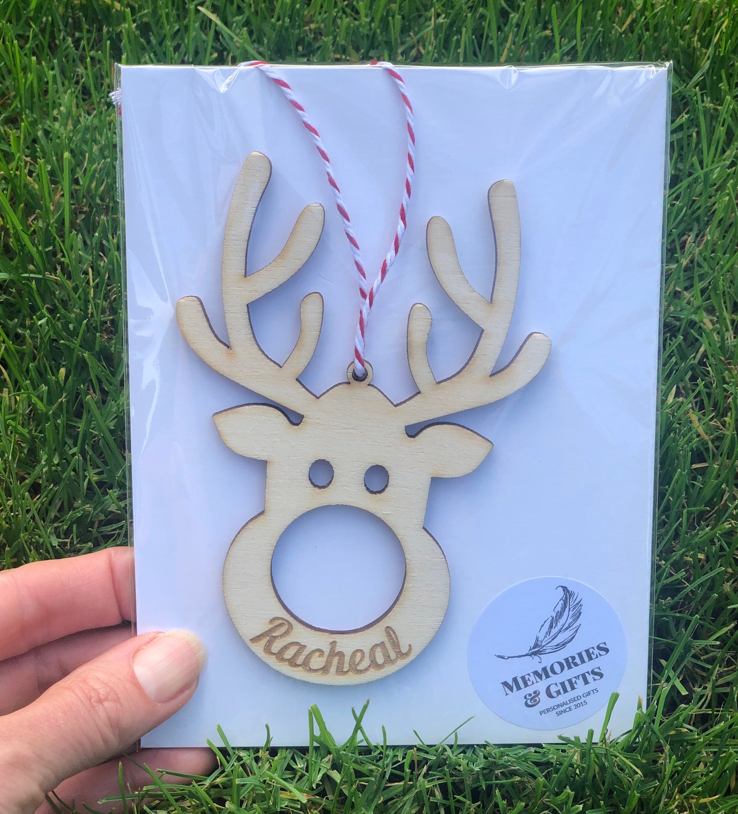 Personalised Reindeer Christmas Decoration for chocolate