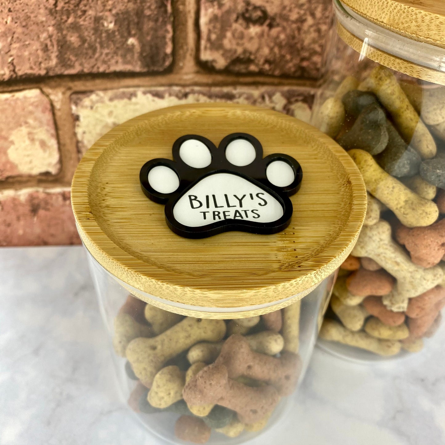 Personalised Dog Treats Pet Paw Print Glass Jar