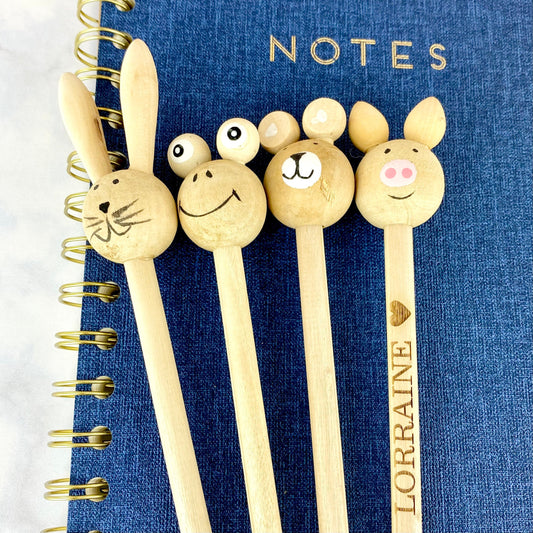 Personalised Wooden Animal Pencil