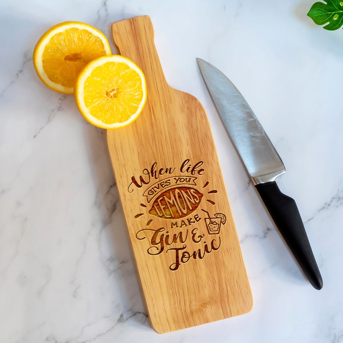 Life Gives you Lemons Make Gin & Tonic - Bottle Chopping Board Gift