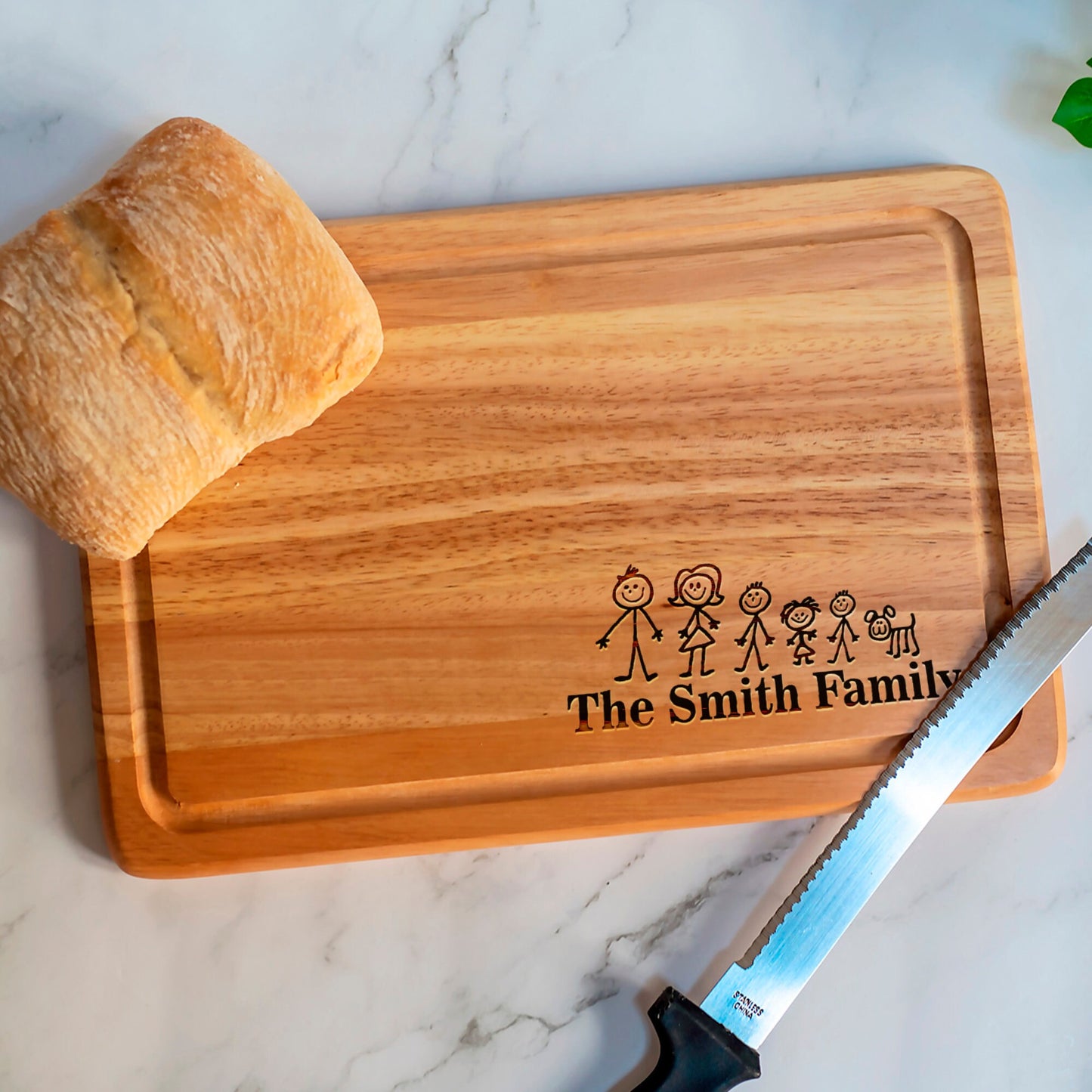 Personalised Family and Name Rectangle Chopping Board Wedding - Family Gift