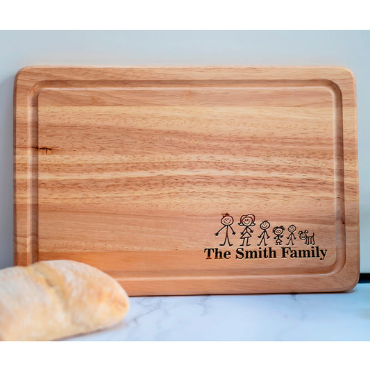 Personalised Family and Name Rectangle Chopping Board Wedding - Family Gift