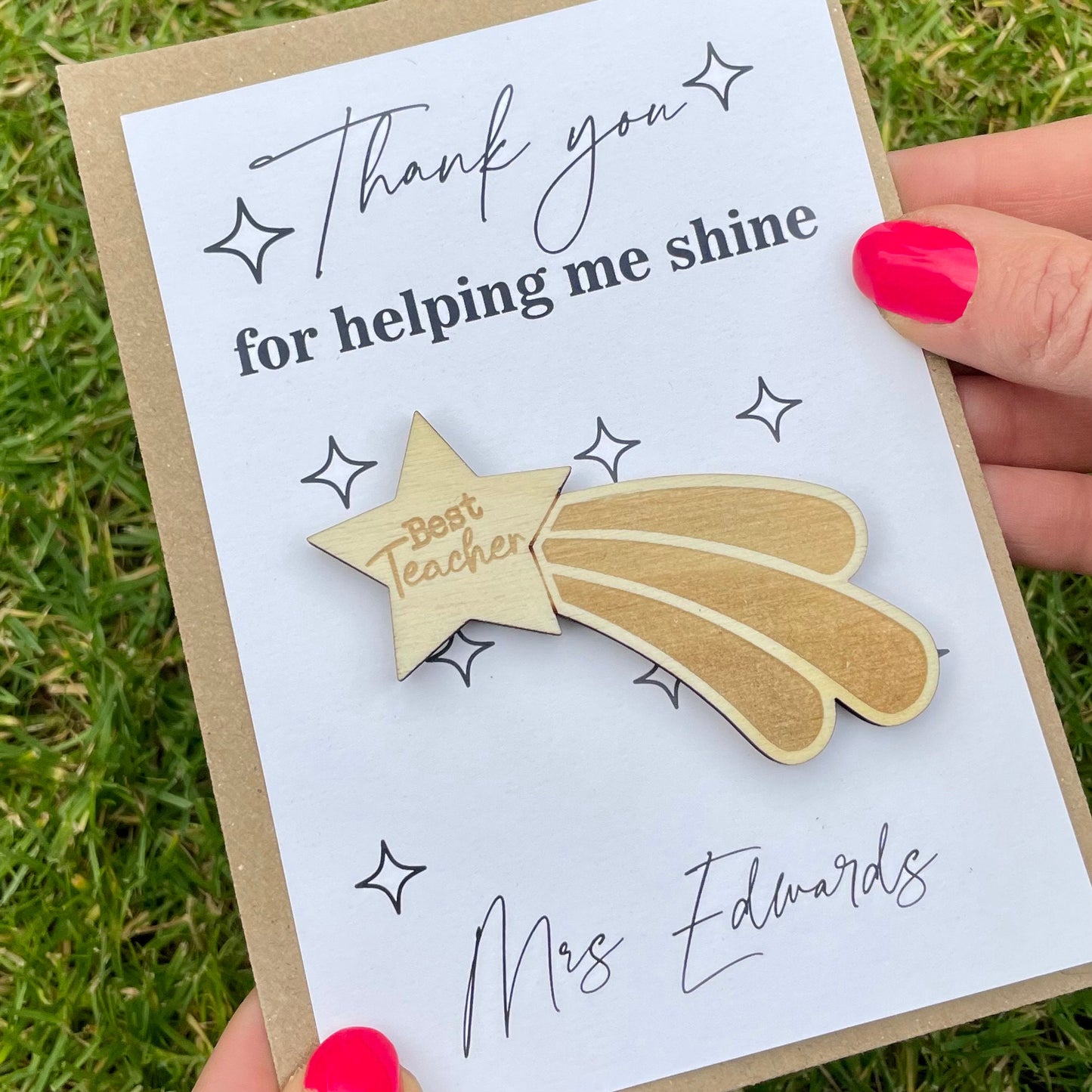 Thank You Teacher Card - Star Design