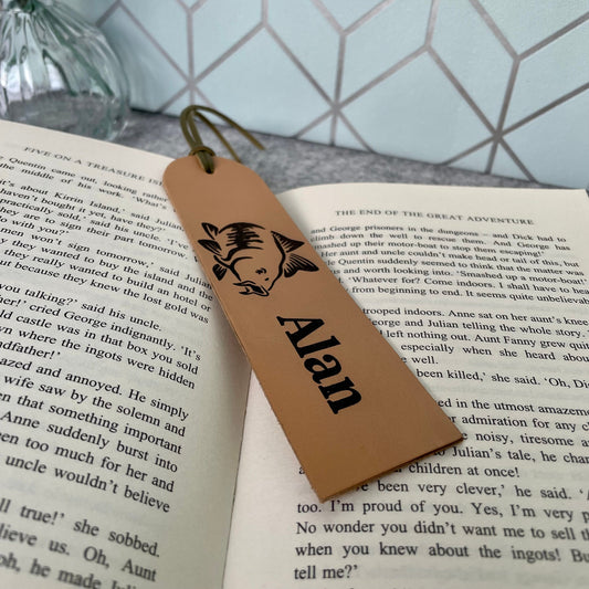 Personalised Carp Genuine Leather Bookmark