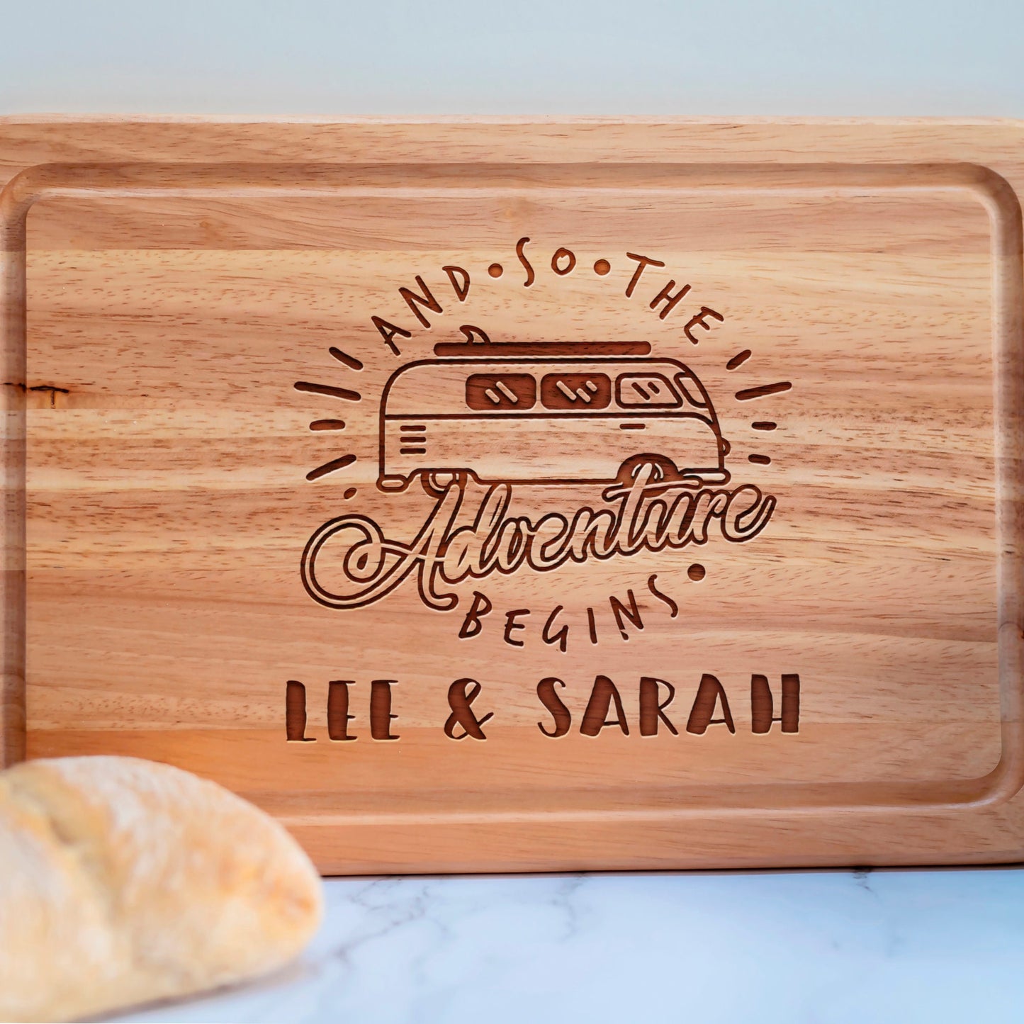 Personalised Names Campervan Home Campers Rectangle Chopping Board Gift