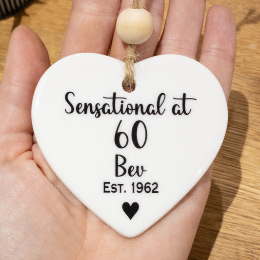 Personalised Ceramic Birthday Heart Decoration Ornament Gift