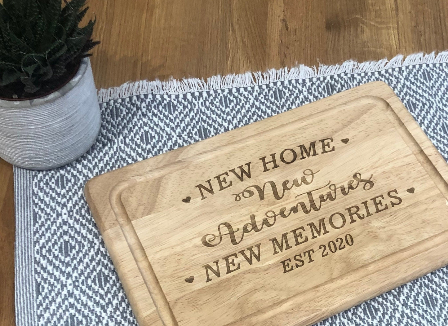 Personalised Est Year, New Home Quote Rectangle Chopping Board Wedding - Family Gift