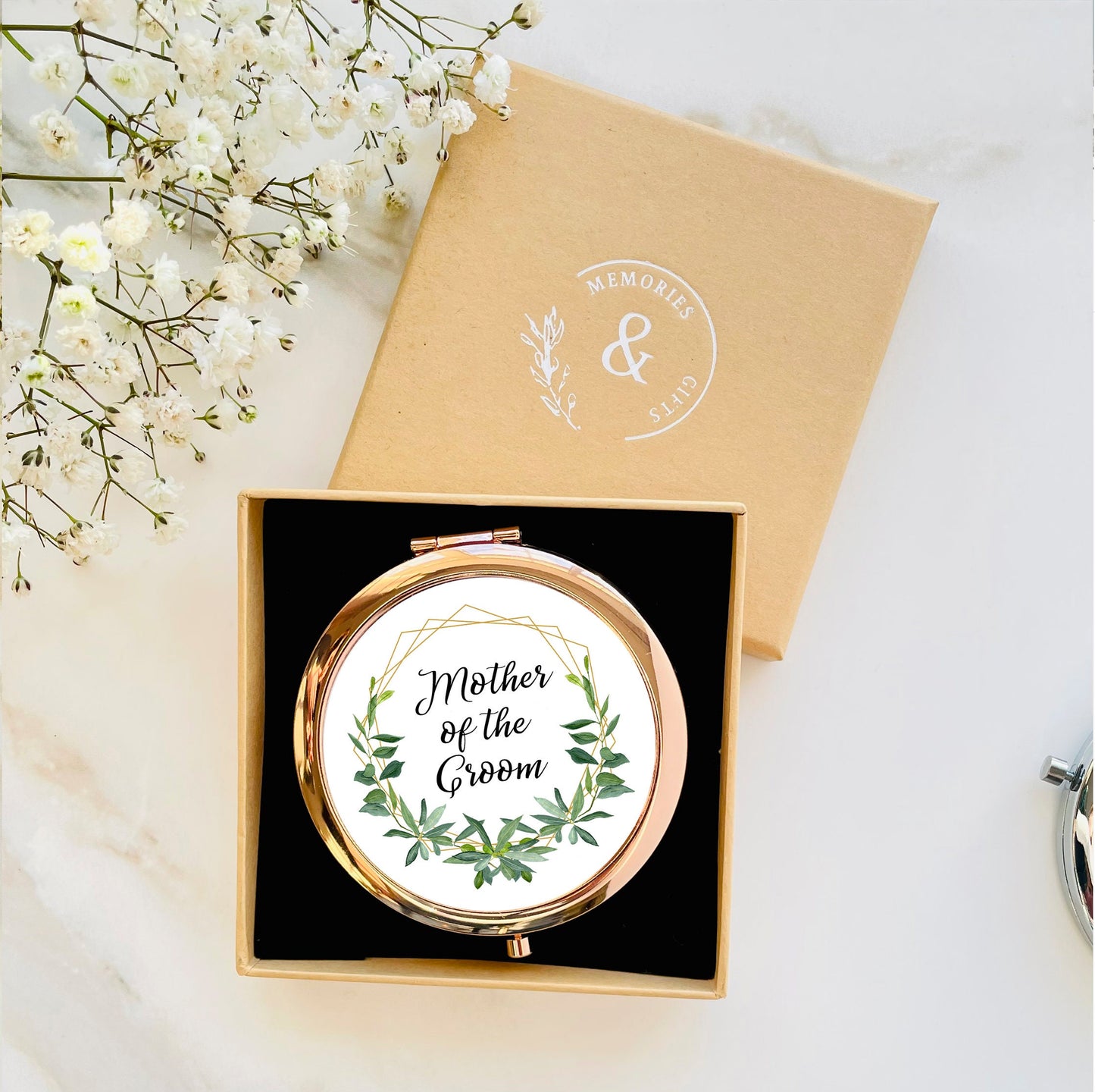 Mother of the Groom Compact Mirror - Greenery