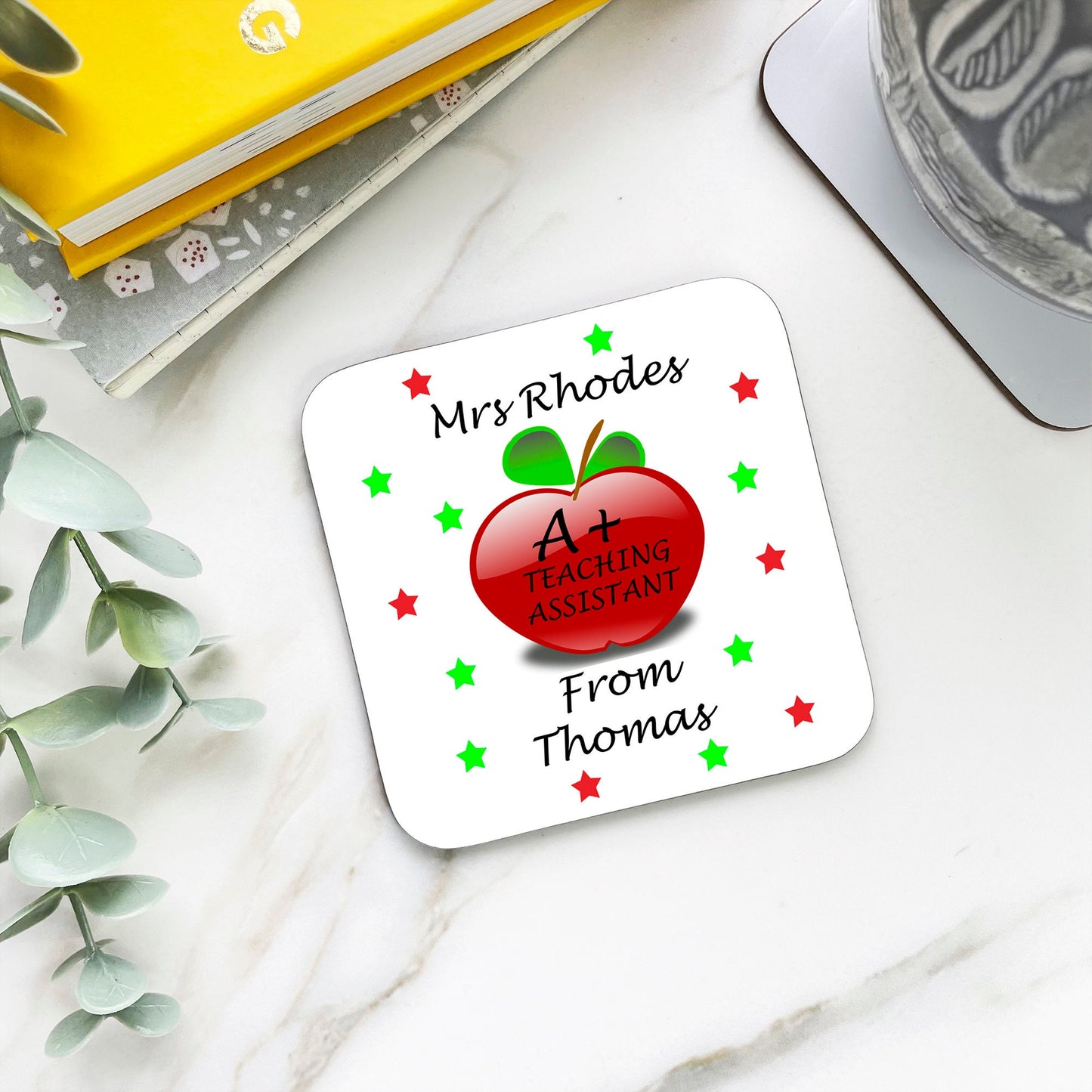 Personalised Teacher Coaster - Apple Design