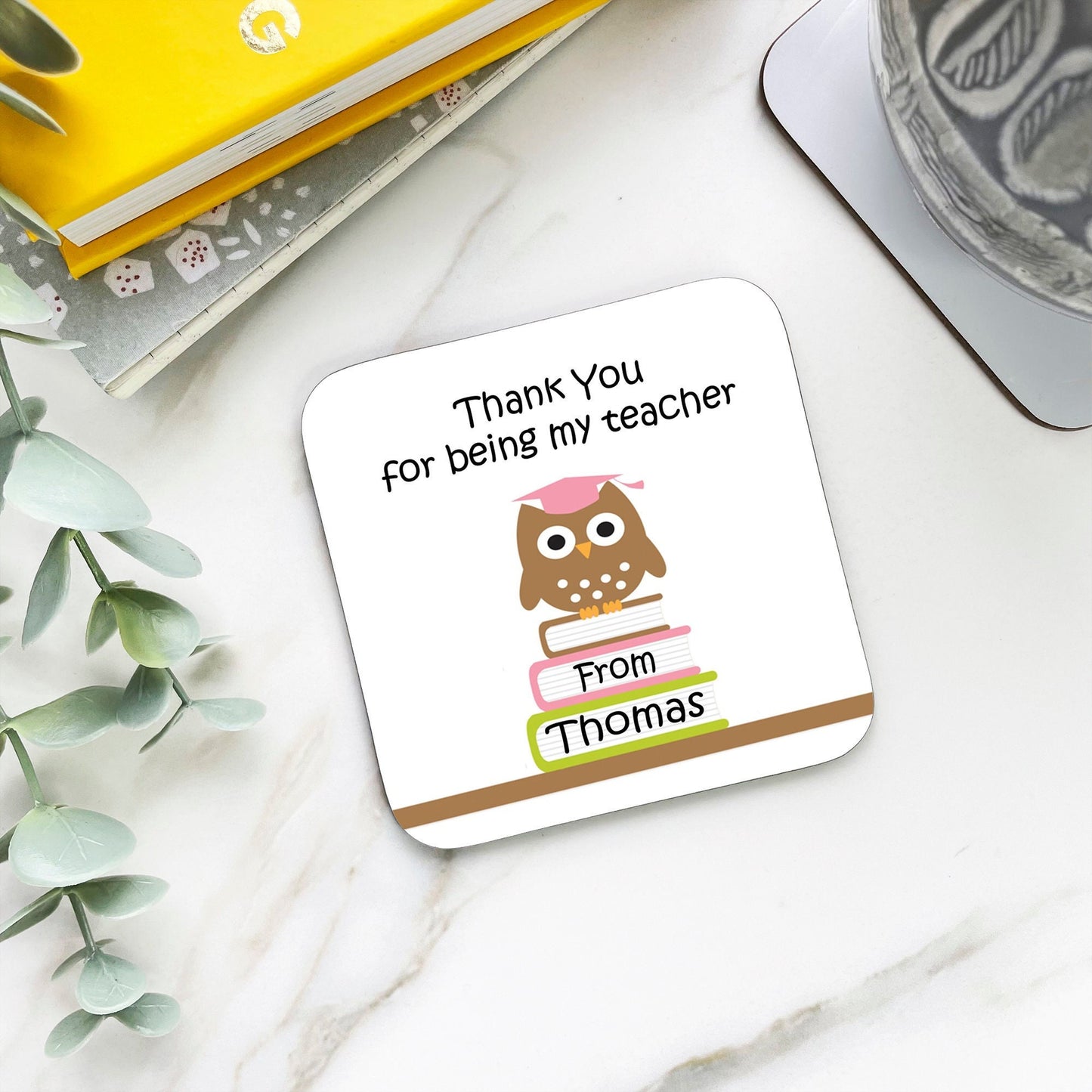 Personalised Teacher Coaster - Owl Design