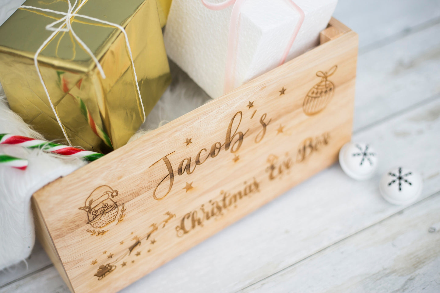 Personalised Wooden crate Box, Santa Christmas Eve Crate Gift